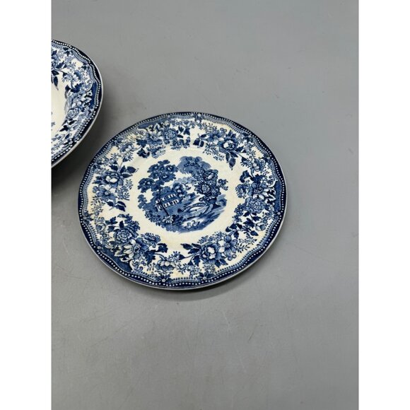 tonquin royal Stafford Clarice Cliff  Blue White Ironstone Bowl Plates Set Of 3 - Picture 4 of 12